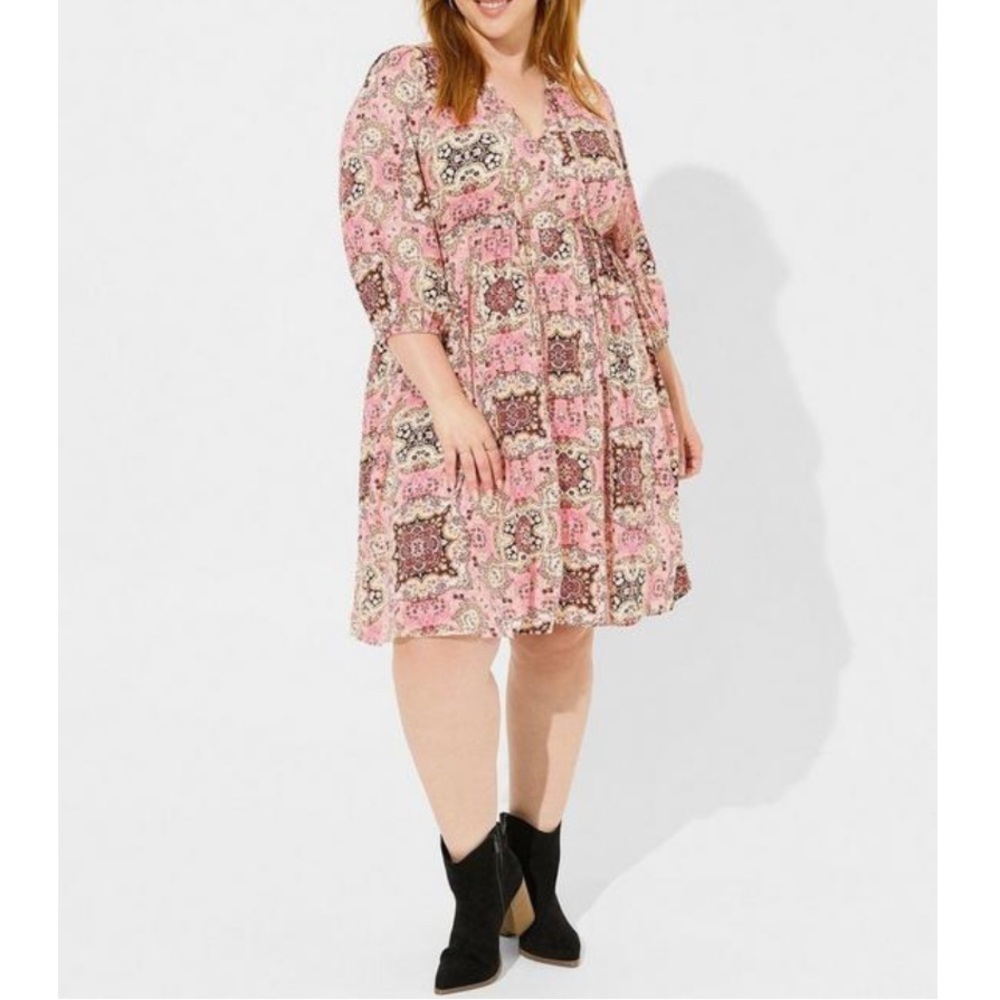 โ๏ธ *BLACK FRIDAY SALE! Torrid Floral Bohemian Pink Dress - Picture 3 of 10